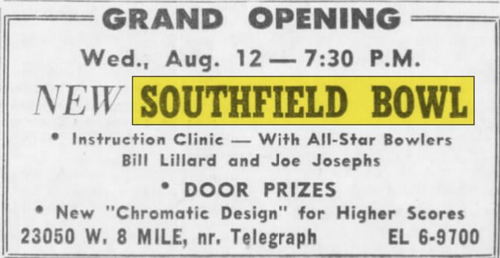 Southfield Bowl - Aug 1959 Grand Opening